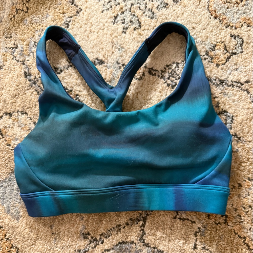 Athleta Interval Sports Bra Blue Patterned Bra XXS